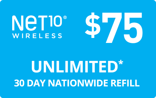 Net10 wireless phone refill $75